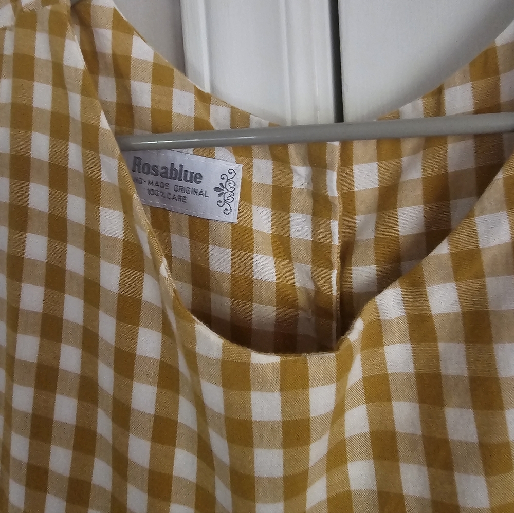 Women's Rosablue handmade Yellow Gingham Pinafore Dress O/S - Picture 2 of 4